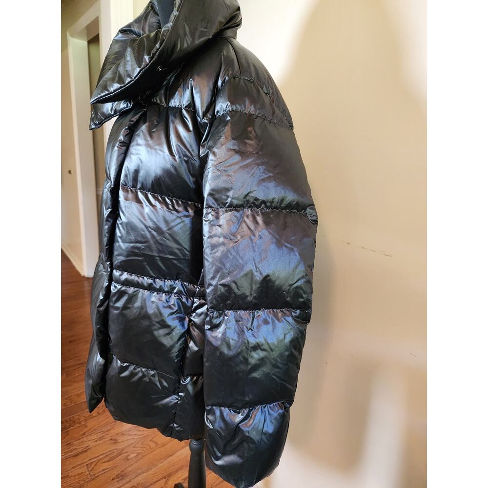 Lands' End Women's XL Black Puffer Down Button Front Jacket‎ Winter Cozy - Picture 4 of 10